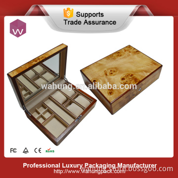 Mirror wood display box for watch storage, with custom logo